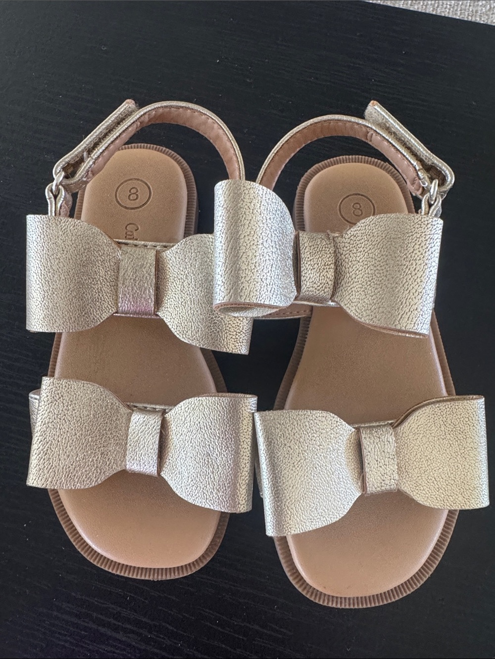 Gold bow toddler sandals